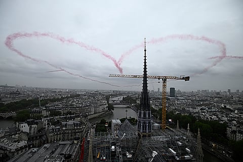 French Air Force elite acrobatic flying team perform during the opening ceremony